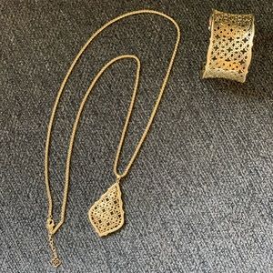 A matching Kendra Scott Cuff Bracelet and Necklace